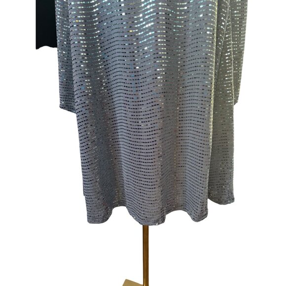 NWT Cider 3XL Sequin Open-Back Long Sleeve Dress - Iridescent Silver - Picture 5 of 14
